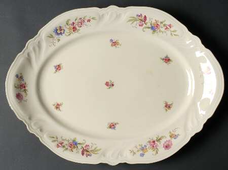 Lombul (Green Trim) 14" Oval Serving Platter