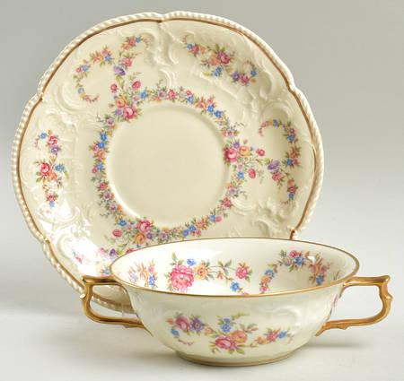 Lorraine Flat Cream Soup Bowl & Saucer Set