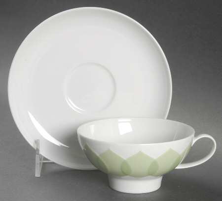 Lotus Green Flat Cup & Saucer Set