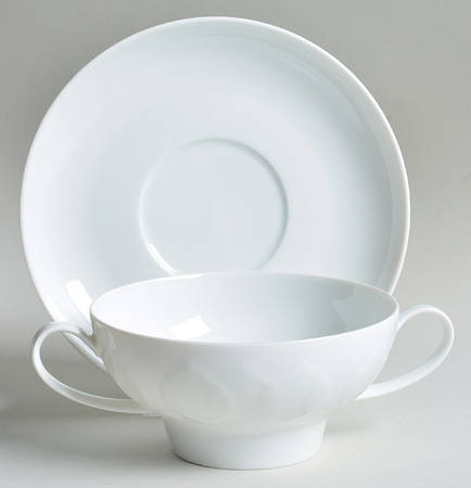 Lotus White Flat Cream Soup Bowl & Saucer Set