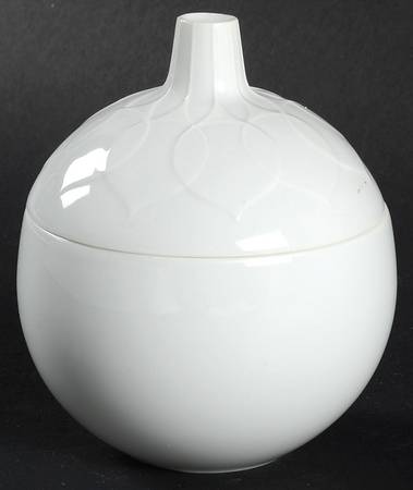 Lotus White Sugar Bowl & Lid