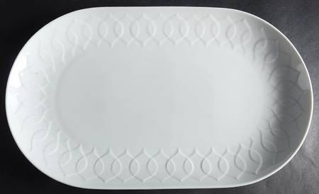 Lotus White 17" Oval Serving Platter