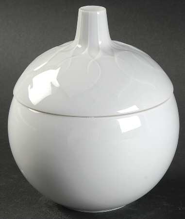 Lotus White Sugar Bowl & Lid