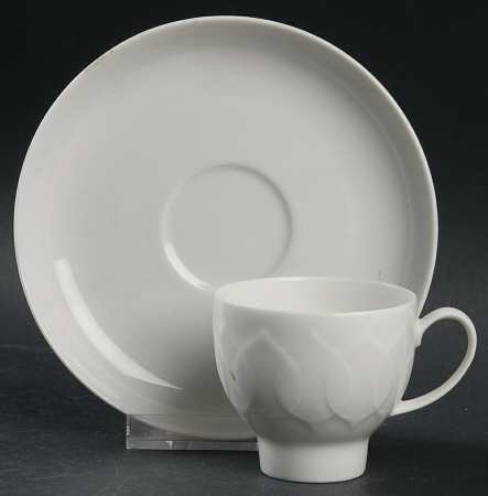 Lotus White Flat Demitasse Cup & Saucer Set