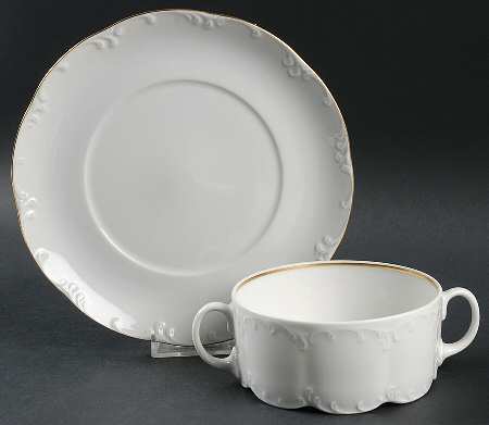 Luisa Gold Flat Cream Soup Bowl & Saucer Set