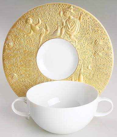 Magic Flute Gold (Sarastro) Flat Cream Soup Bowl & Saucer Set