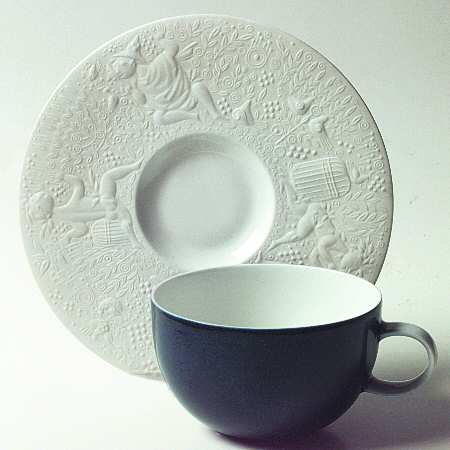 Magic Flute Cobalt Flat Cup & Saucer Set