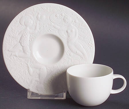 Magic Flute White Flat Demitasse Cup & Saucer Set