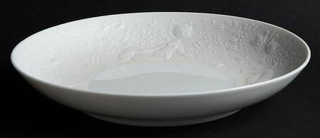 Magic Flute White 7" Round Shallow Vegetable Bowl
