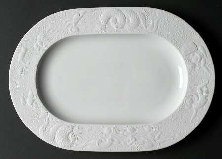 Magic Flute White 13" Oval Serving Platter