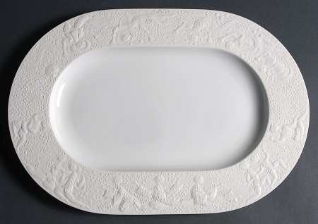 Magic Flute White 16" Oval Serving Platter