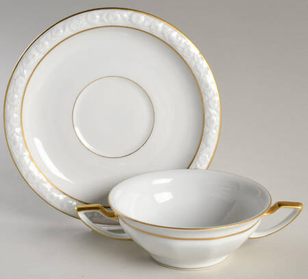 Maria Gold Flat Cream Soup Bowl & Saucer Set