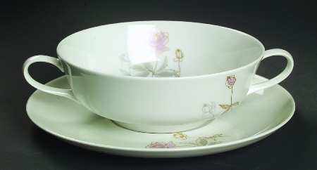 Margaret Rose (Form E) Footed Cream Soup Bowl & Saucer Set