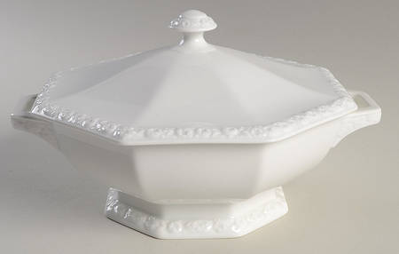 Maria White (12 Sided) Round Covered Vegetable
