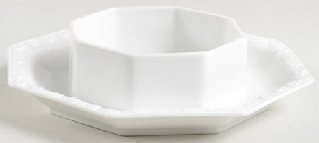 Maria White (12 Sided) Sauce Boat with Attached Underplate No Lid