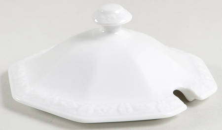 Maria White (12 Sided) Lid for Sauce Boat with Attached Underplate