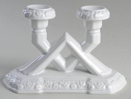 Maria White (12 Sided) Double Light Candlestick