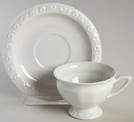 Maria White (12 Sided) Footed Demitasse Cup & Saucer Set