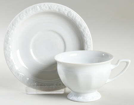 Maria White (12 Sided) Footed Cup & Saucer Set