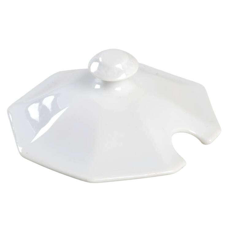 Maria White (12 Sided) Lid for Mustard with Attached Underplate