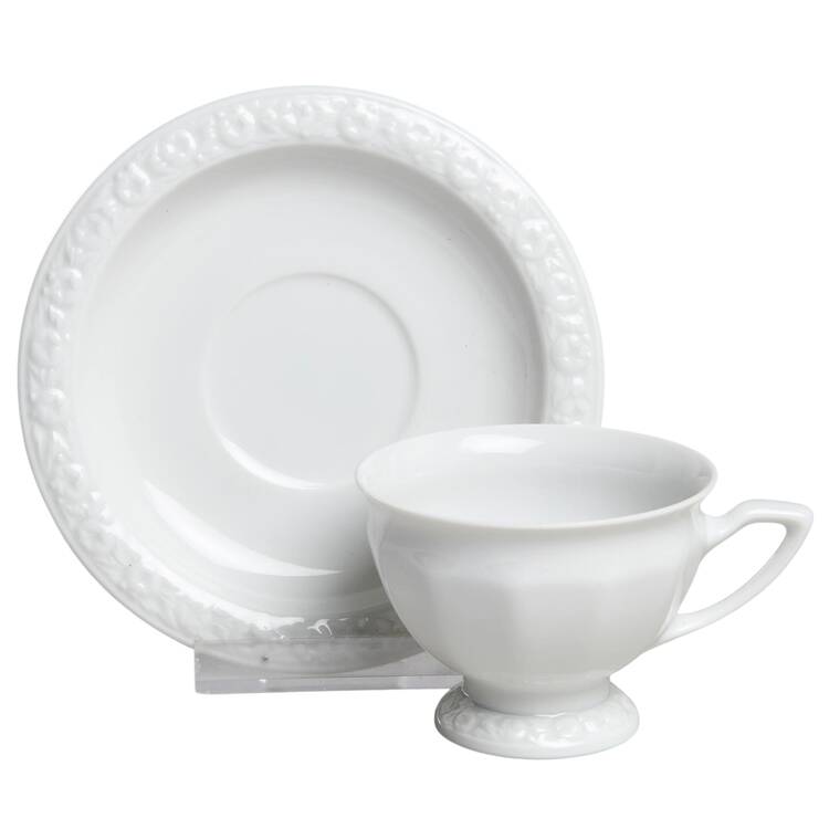 Maria White (12 Sided) Footed Demitasse Cup & Saucer Set