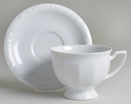 Maria White (12 Sided) Breakfast Cup & Saucer Set