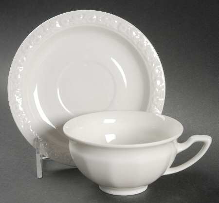 Maria White (12 Sided) Flat Cup & Saucer Set