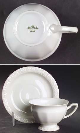 Maria White (12 Sided) Footed Cup & Saucer Set