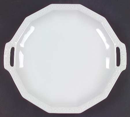 Maria White (12 Sided) Handled Cake Plate