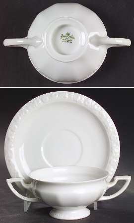 Maria White (12 Sided) Footed Bouillon Cup & Saucer