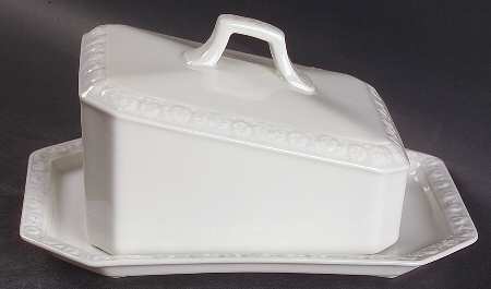 Maria White (12 Sided) Cheese Dish with Lid (Wedge)