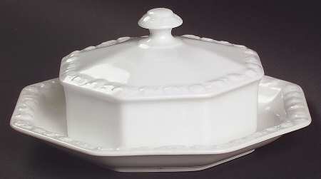 Maria White (12 Sided) Round Covered Butter