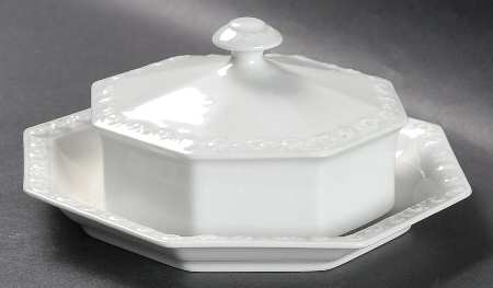 Maria White (12 Sided) Round Covered Butter