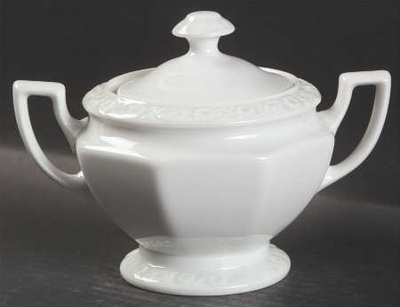 Maria White (12 Sided) Sugar Bowl & Lid