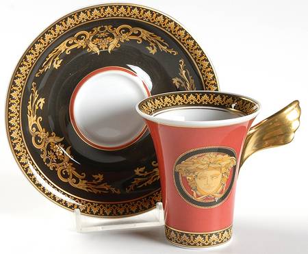 Medusa Red (Round) Flat Demitasse Cup & Saucer Set