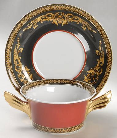 Medusa Red (Round) Flat Cream Soup Bowl & Saucer Set