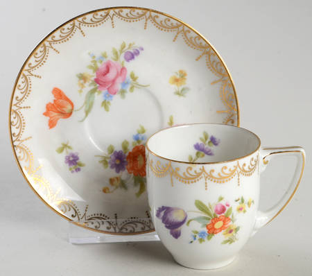 Meissen (White) Flat Demitasse Cup & Saucer Set
