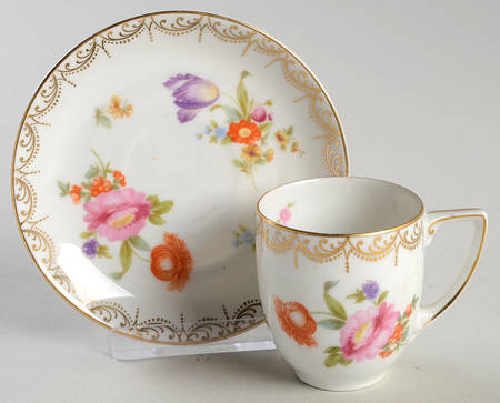 Meissen (White) Flat Demitasse Cup & Saucer Set
