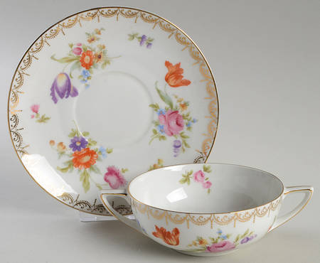 Meissen (White) Flat Cream Soup Bowl & Saucer Set