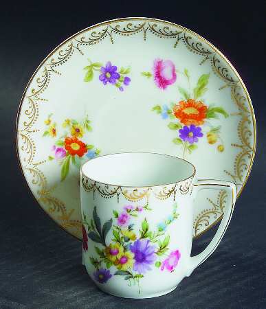 Meissen (White) Flat Demitasse Cup & Saucer Set