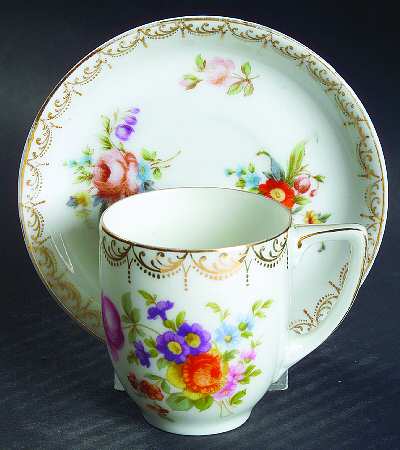 Meissen (White) Flat Demitasse Cup & Saucer Set