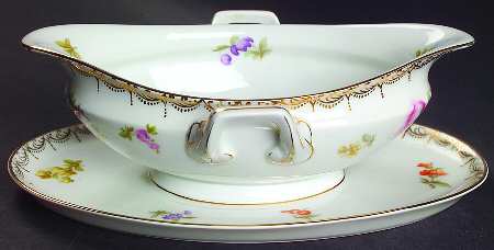 Meissen (White) Gravy Boat with Attached Underplate