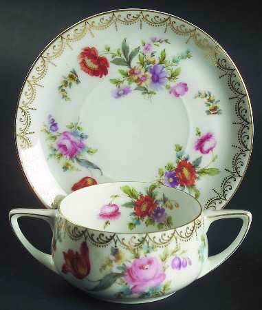 Meissen (White) Flat Bouillon Cup & Saucer