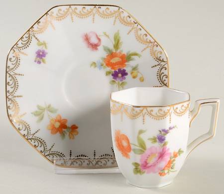 Meissen (White) Flat Demitasse Cup & Saucer Set