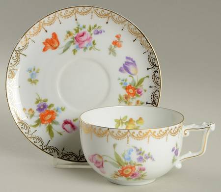 Meissen (White) Flat Cup & Saucer Set