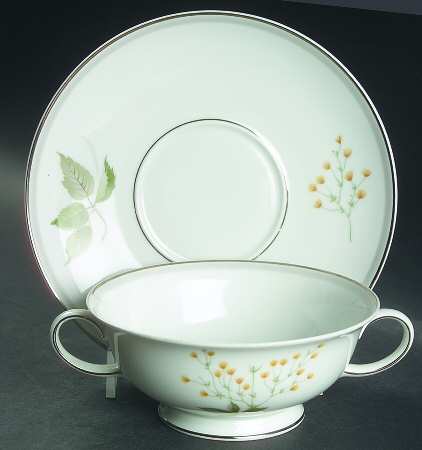 Melody Footed Cream Soup Bowl & Saucer Set
