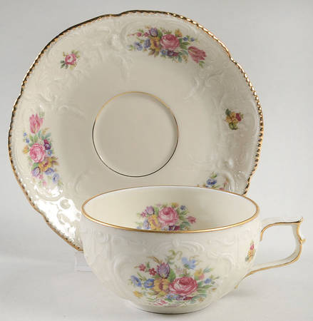 Minuet Cream (Sans Souci) Flat Cup & Saucer Set