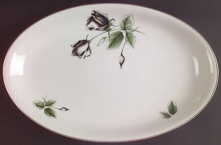 Midnight Rose 15" Oval Serving Platter