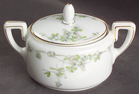 Mistletoe (Gold Trim) Sugar Bowl & Lid