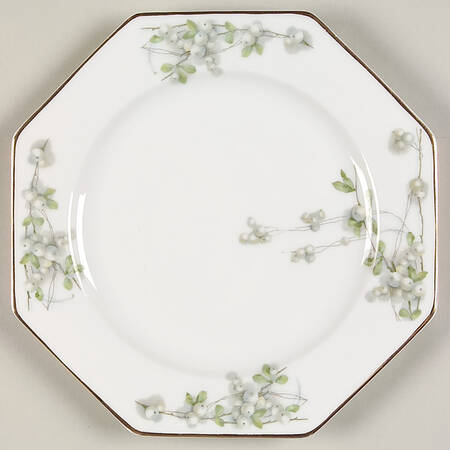 Mistletoe (Gold Trim) Octagonal Dessert Plate
